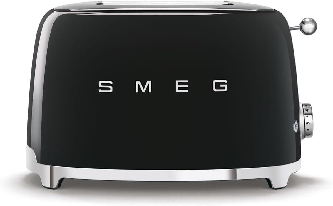 imageSMEG 2 Slice Toaster with 6 Presets and Defrost Function and Removable Crumb Tray JadeBlack