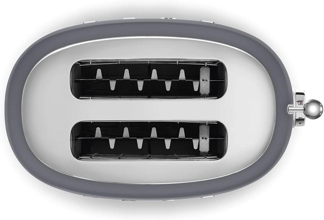 imageSMEG 2 Slice Toaster with 6 Presets and Defrost Function and Removable Crumb Tray JadeGray