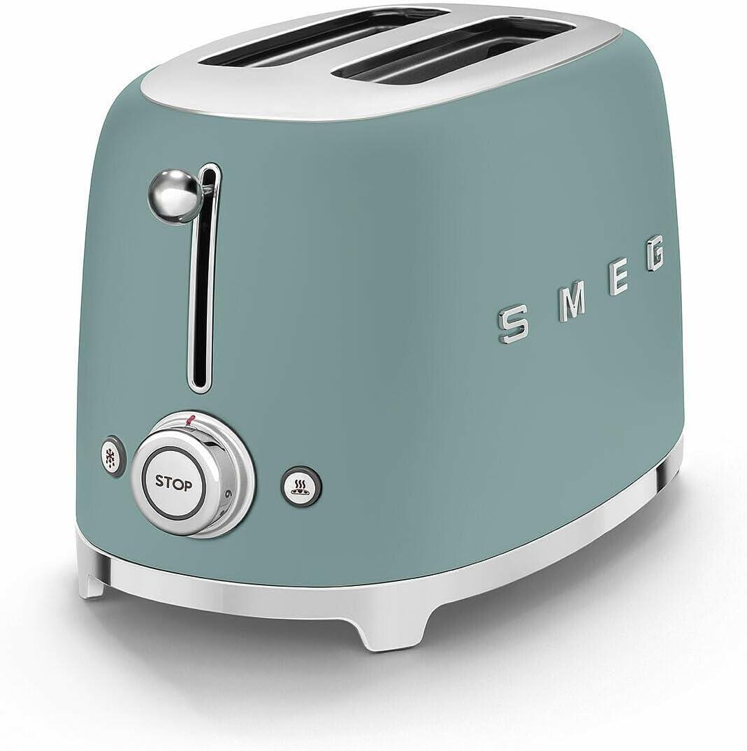 imageSMEG 2 Slice Toaster with 6 Presets and Defrost Function and Removable Crumb Tray JadeJade