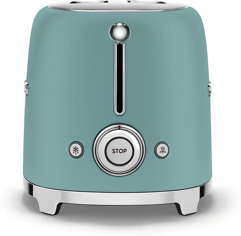 imageSMEG 2 Slice Toaster with 6 Presets and Defrost Function and Removable Crumb Tray JadeJade