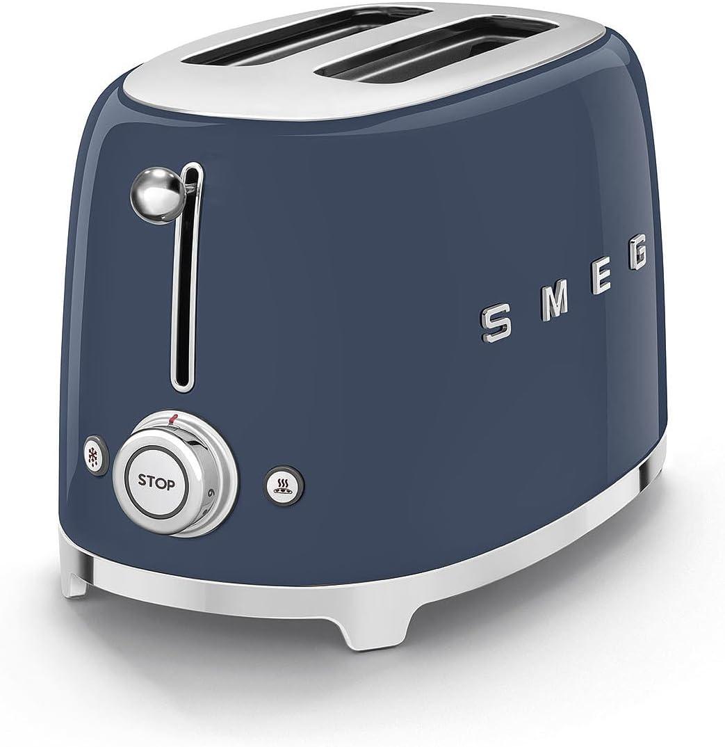imageSMEG 2 Slice Toaster with 6 Presets and Defrost Function and Removable Crumb Tray JadeNavy