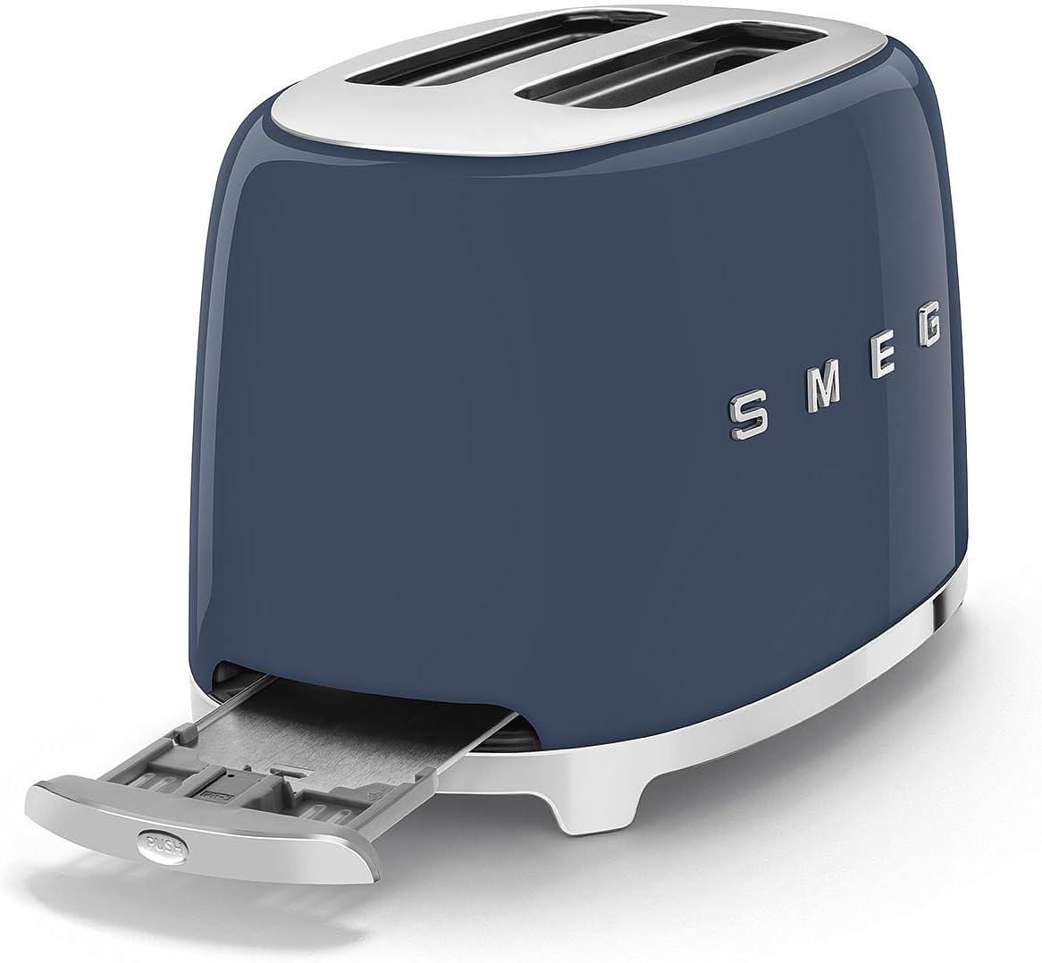 imageSMEG 2 Slice Toaster with 6 Presets and Defrost Function and Removable Crumb Tray JadeNavy