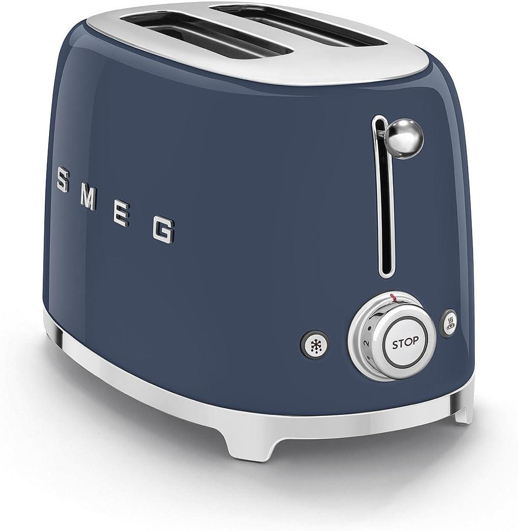 imageSMEG 2 Slice Toaster with 6 Presets and Defrost Function and Removable Crumb Tray JadeNavy