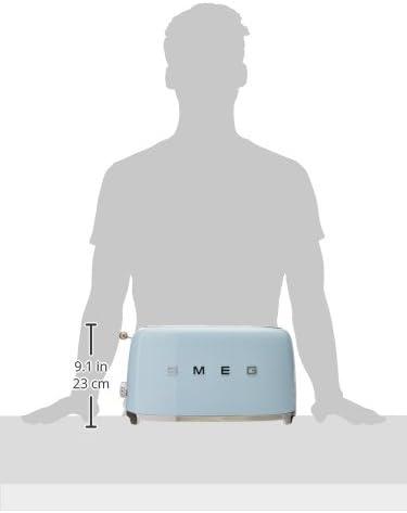 imageSMEG 2 Slice Toaster with 6 Presets and Defrost Function and Removable Crumb Tray JadePastel Blue