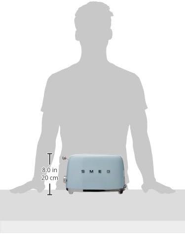 imageSMEG 2 Slice Toaster with 6 Presets and Defrost Function and Removable Crumb Tray JadePastel Blue