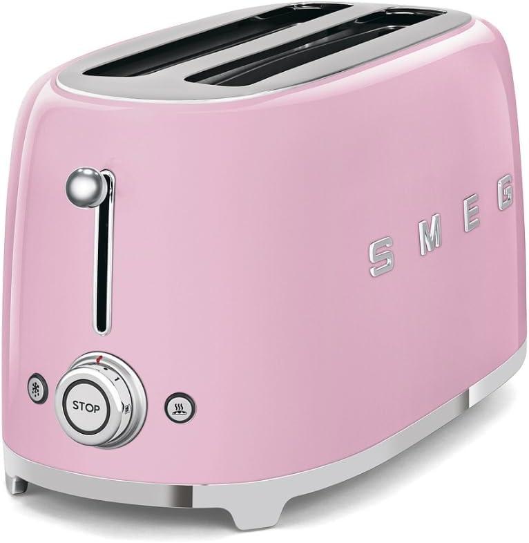 imageSMEG 2 Slice Toaster with 6 Presets and Defrost Function and Removable Crumb Tray JadePink