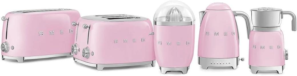 imageSMEG 2 Slice Toaster with 6 Presets and Defrost Function and Removable Crumb Tray JadePink