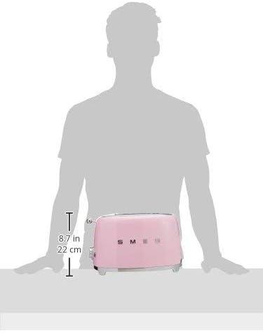imageSMEG 2 Slice Toaster with 6 Presets and Defrost Function and Removable Crumb Tray JadePink