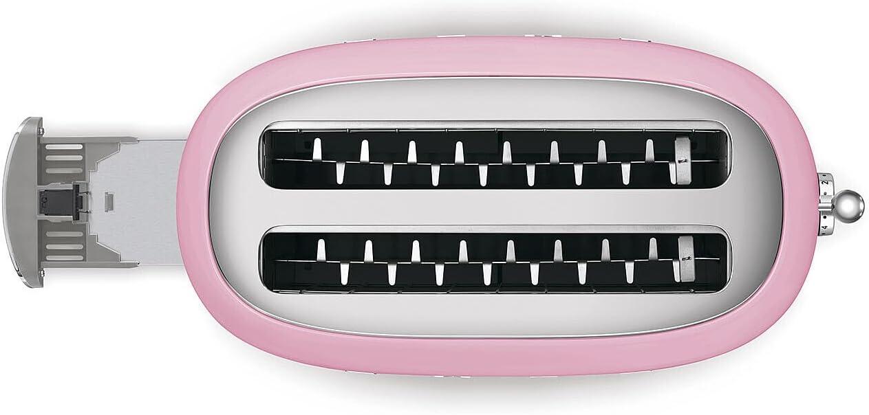 imageSMEG 2 Slice Toaster with 6 Presets and Defrost Function and Removable Crumb Tray JadePink