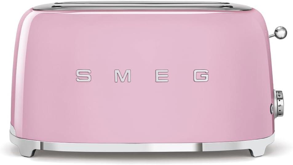 imageSMEG 2 Slice Toaster with 6 Presets and Defrost Function and Removable Crumb Tray JadePink