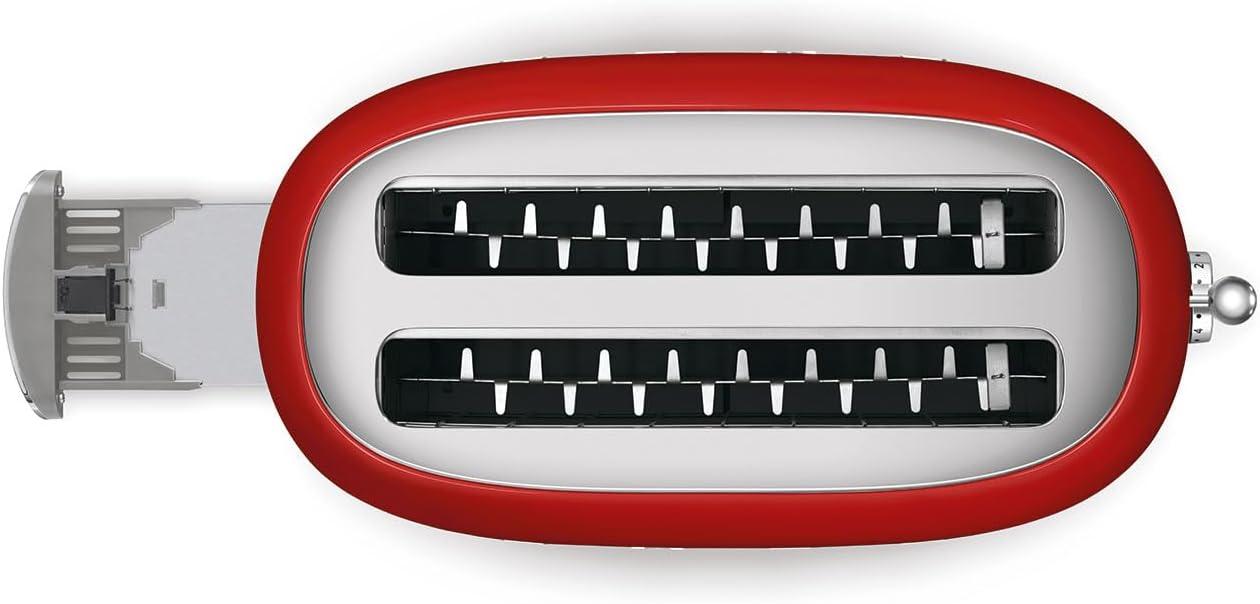imageSMEG 2 Slice Toaster with 6 Presets and Defrost Function and Removable Crumb Tray JadeRed