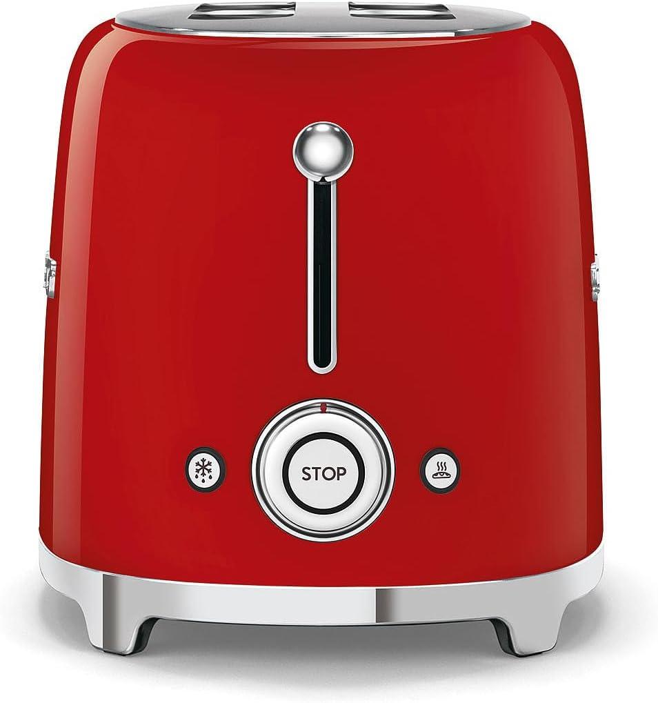 imageSMEG 2 Slice Toaster with 6 Presets and Defrost Function and Removable Crumb Tray JadeRed