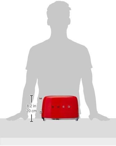 imageSMEG 2 Slice Toaster with 6 Presets and Defrost Function and Removable Crumb Tray JadeRed