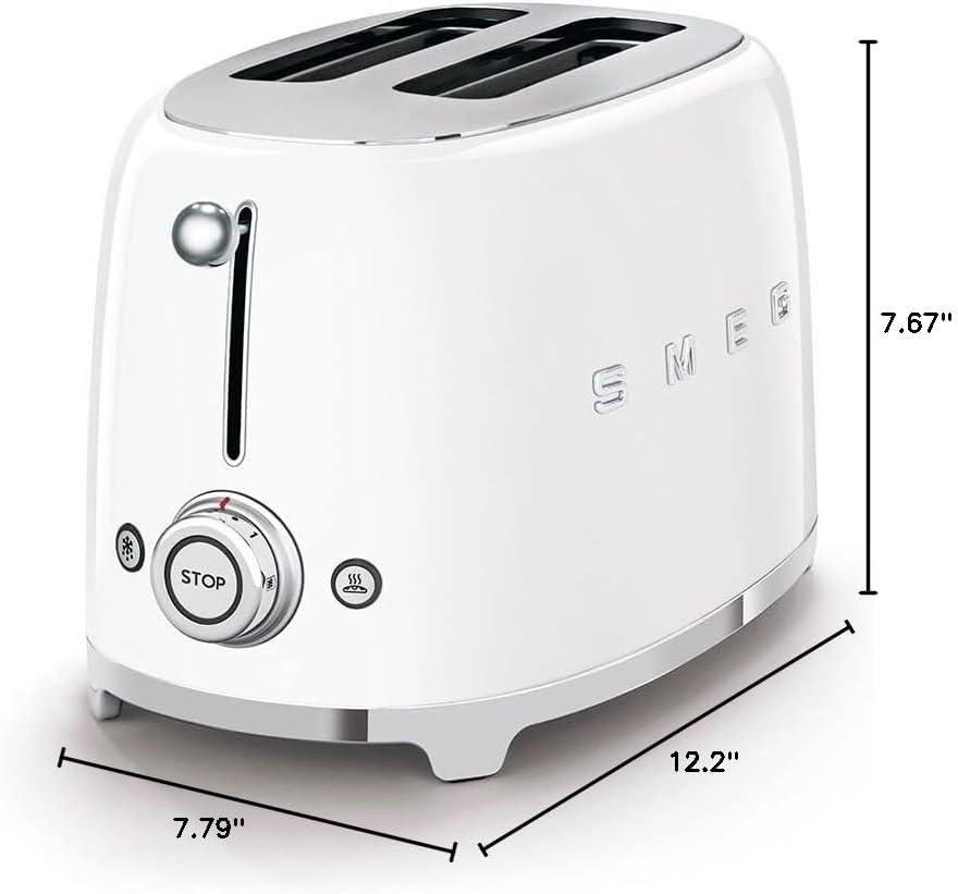imageSMEG 2 Slice Toaster with 6 Presets and Defrost Function and Removable Crumb Tray JadeWhite