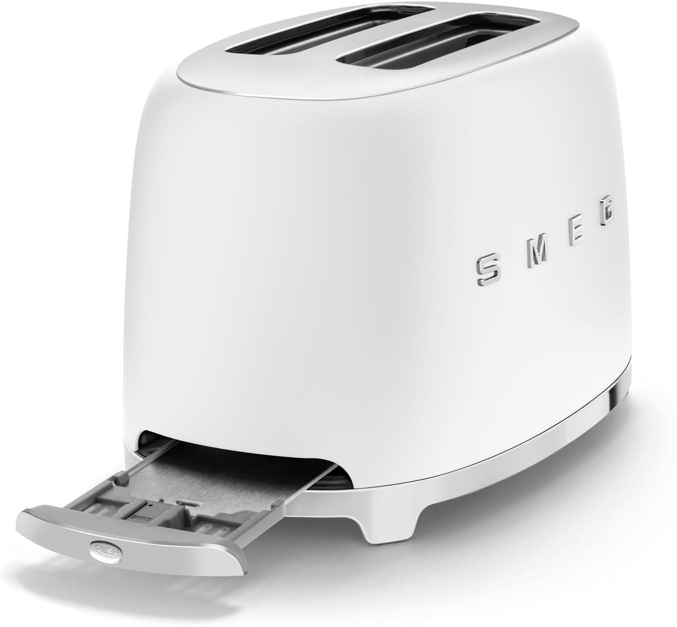 imageSMEG 2 Slice Toaster with 6 Presets and Defrost Function and Removable Crumb Tray JadeWhite