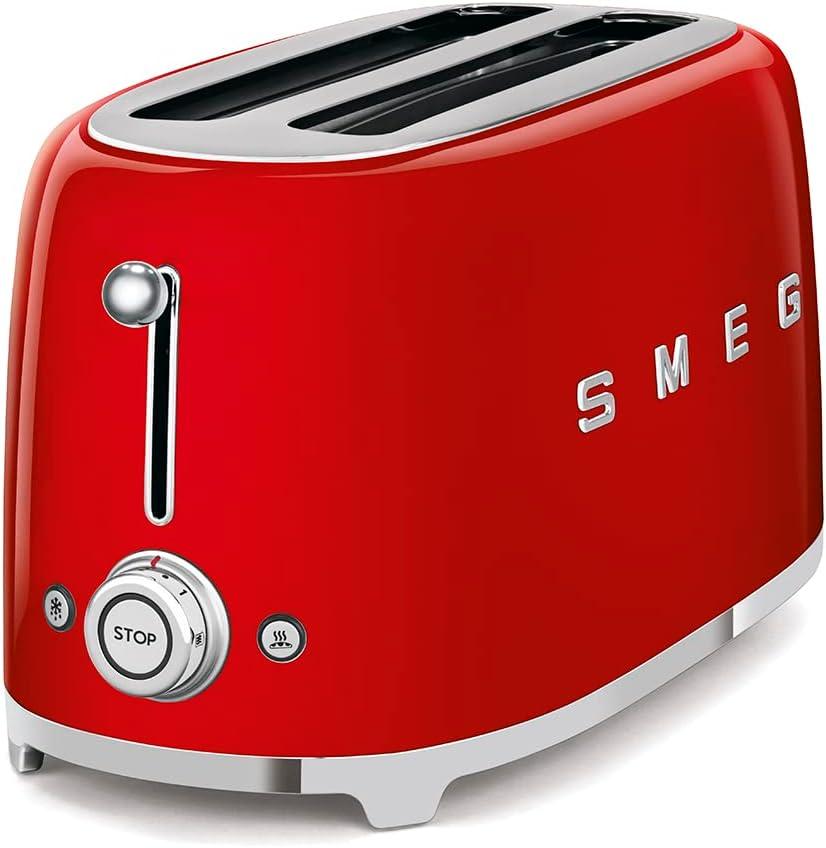 imageSMEG 2 Slice Toaster with 6 Presets and Defrost Function and Removable Crumb Tray NavyRed