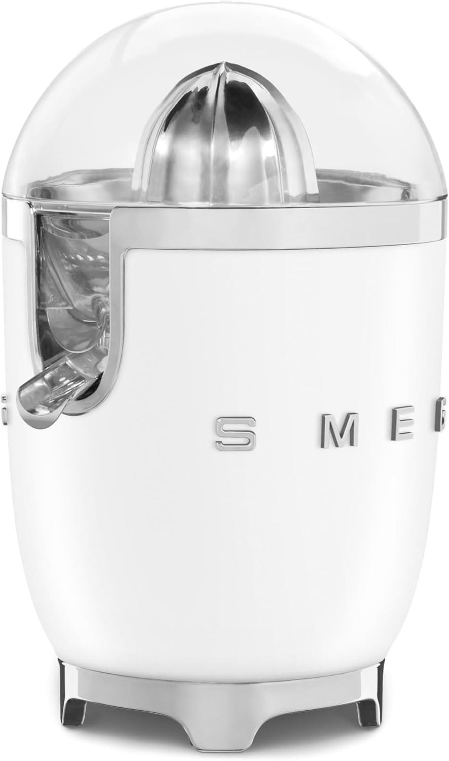 imageSMEG CJF11 Citrus Juicer Retro Style Electric Juicer with Stainless Steel Reamer AntiDrip Spout ampamp BPAFree Dome Lid Easy Clean OneTouch OperationWhite
