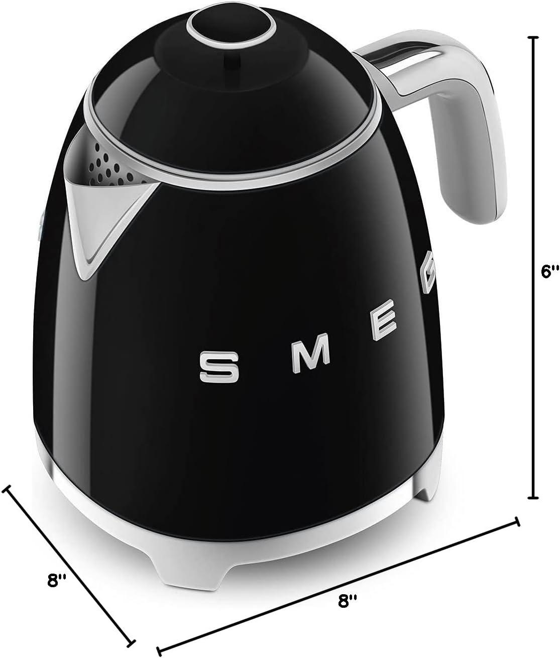 imageSMEG Mini 50s Retro Style 3 Cup Electric Kettle with Double Wall Anti Slip Base and Water Level Indicator Pastel GreenBlack