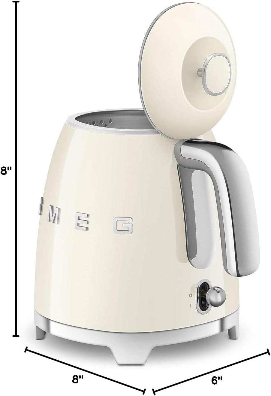 imageSMEG Mini 50s Retro Style 3 Cup Electric Kettle with Double Wall Anti Slip Base and Water Level Indicator Pastel GreenCream