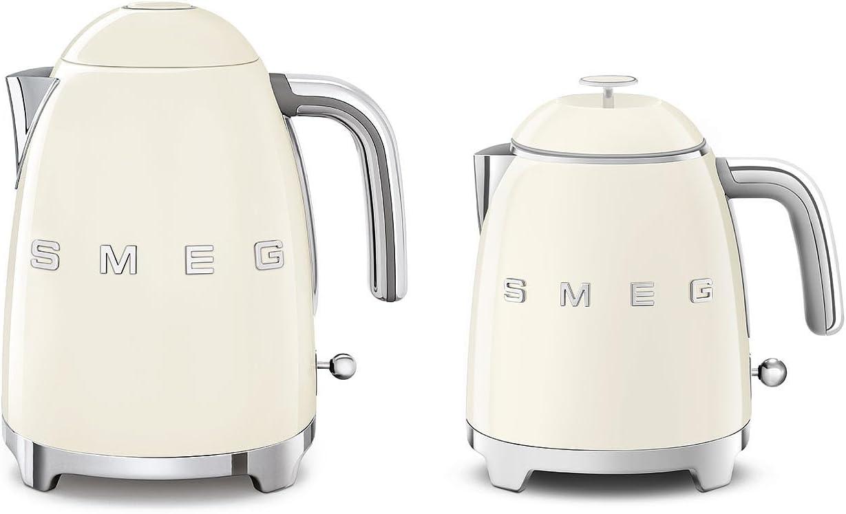 imageSMEG Mini 50s Retro Style 3 Cup Electric Kettle with Double Wall Anti Slip Base and Water Level Indicator Pastel GreenCream