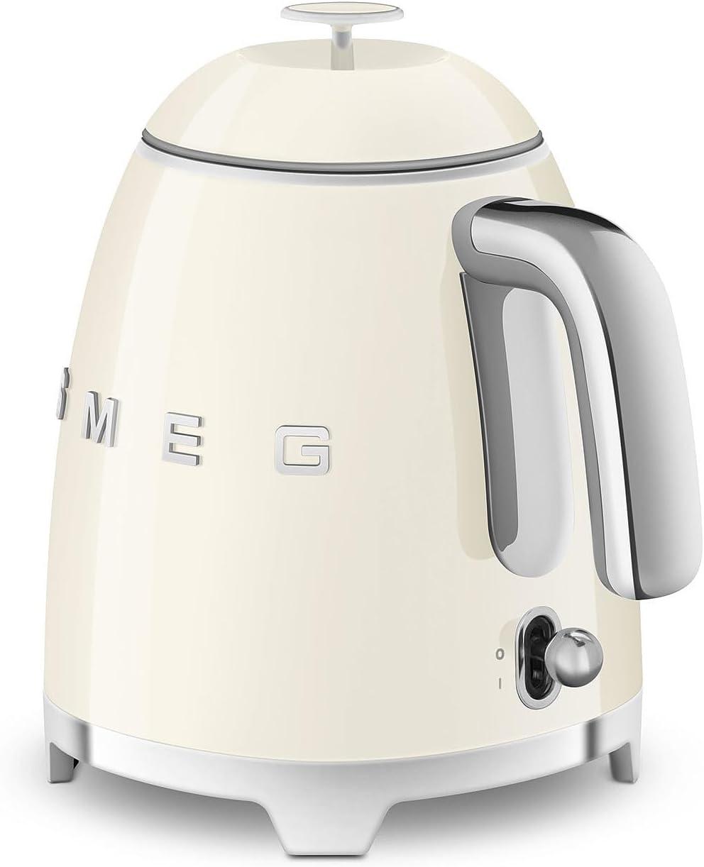 imageSMEG Mini 50s Retro Style 3 Cup Electric Kettle with Double Wall Anti Slip Base and Water Level Indicator Pastel GreenCream