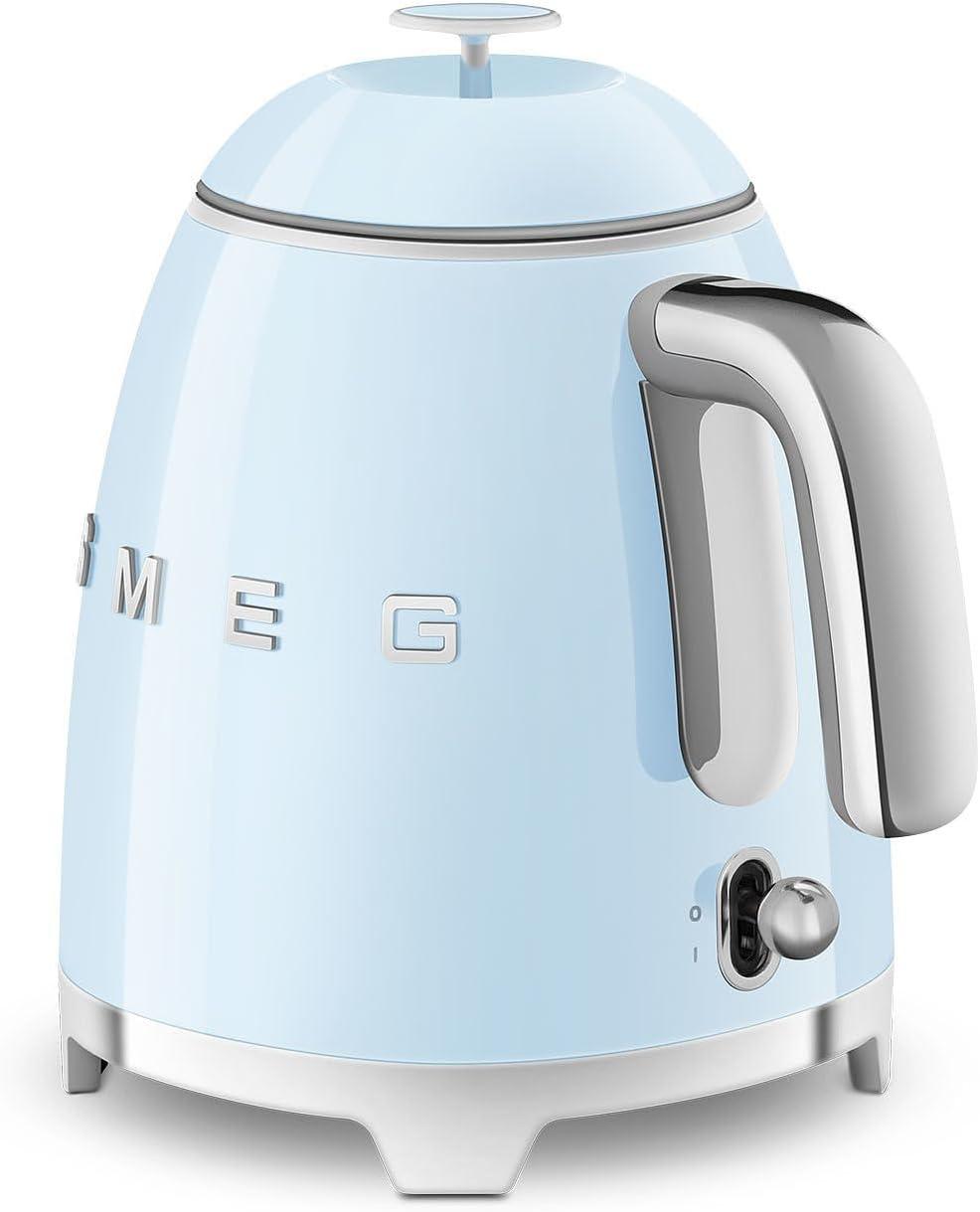 imageSMEG Mini 50s Retro Style 3 Cup Electric Kettle with Double Wall Anti Slip Base and Water Level Indicator Pastel GreenPastel Blue