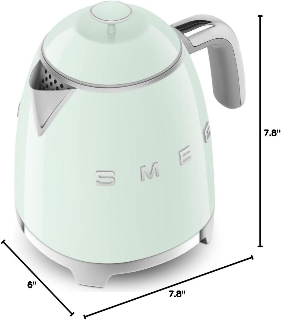 imageSMEG Mini 50s Retro Style 3 Cup Electric Kettle with Double Wall Anti Slip Base and Water Level Indicator Pastel GreenPastel Green