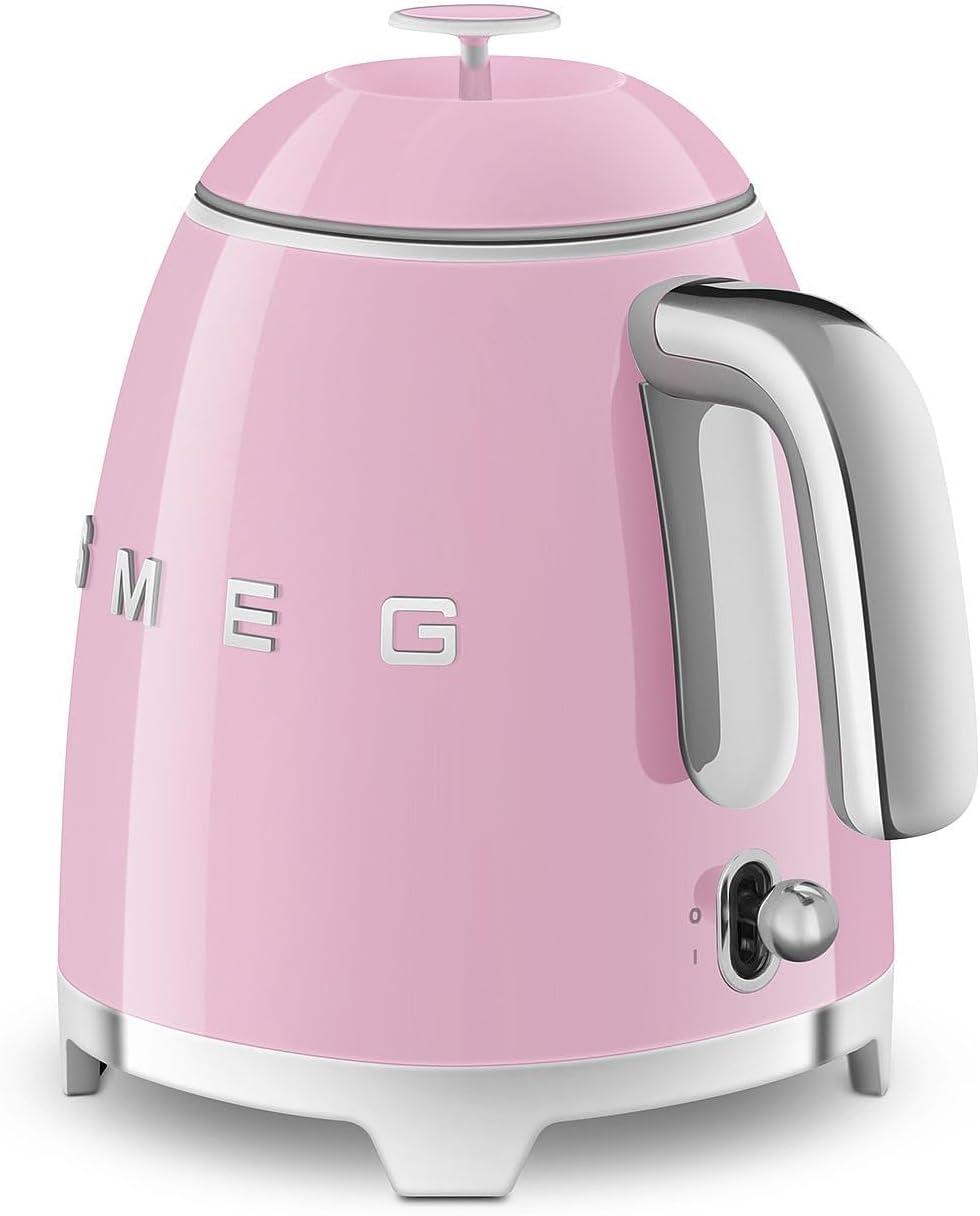 imageSMEG Mini 50s Retro Style 3 Cup Electric Kettle with Double Wall Anti Slip Base and Water Level Indicator Pastel GreenPink