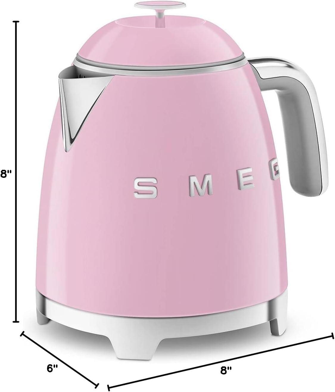 imageSMEG Mini 50s Retro Style 3 Cup Electric Kettle with Double Wall Anti Slip Base and Water Level Indicator Pastel GreenPink