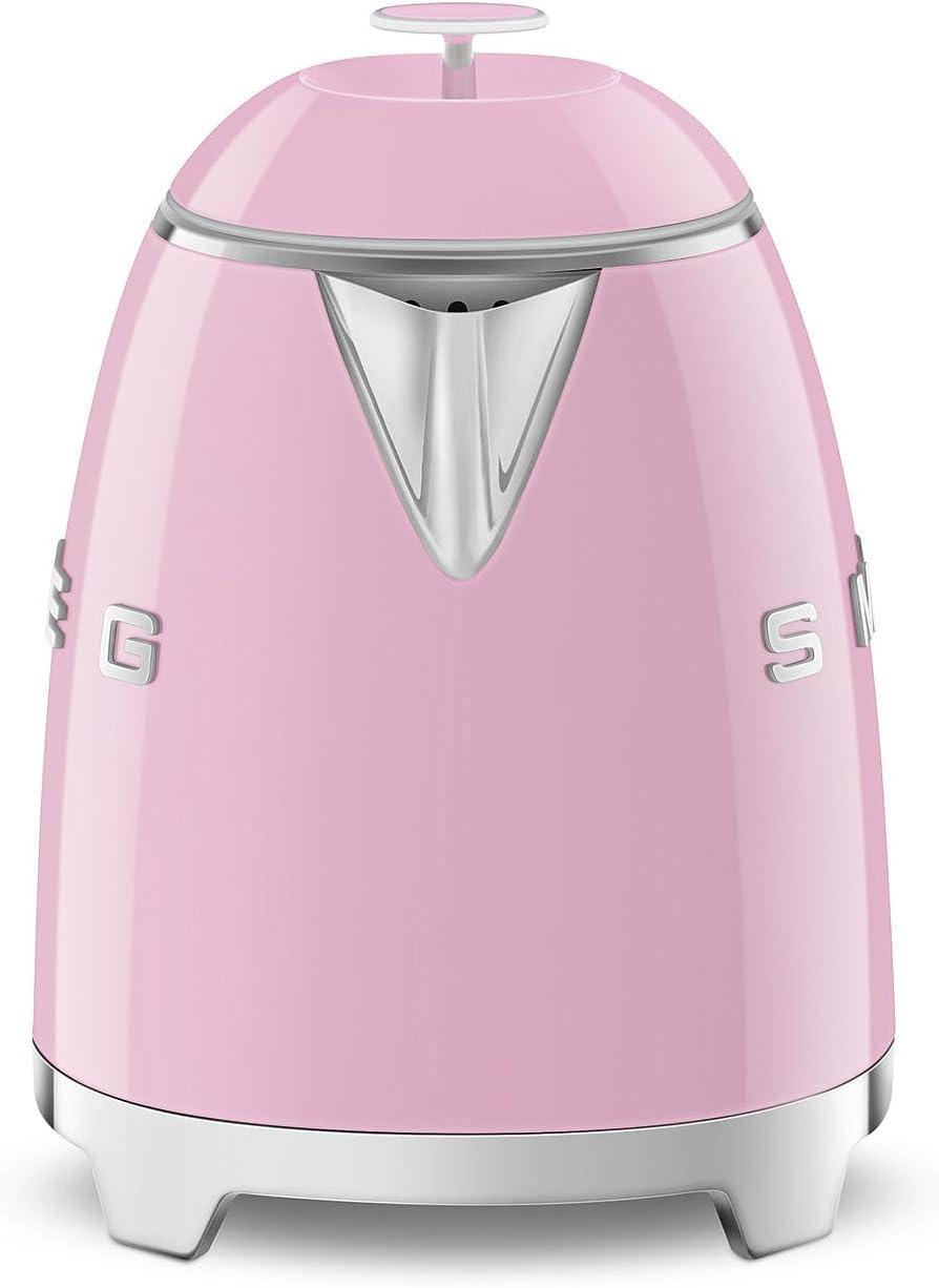 imageSMEG Mini 50s Retro Style 3 Cup Electric Kettle with Double Wall Anti Slip Base and Water Level Indicator Pastel GreenPink