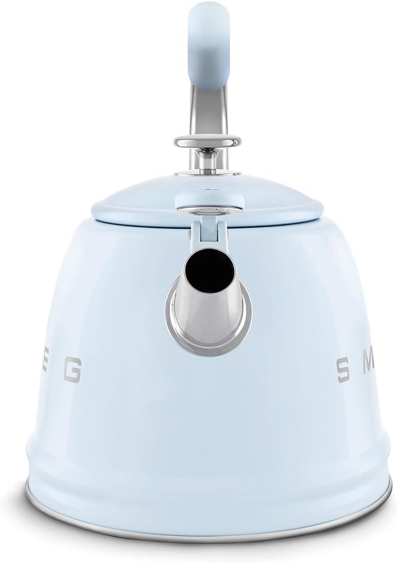 imageSMEG Retro Stovetop Whistling Kettle 24Q WhitePastel Blue