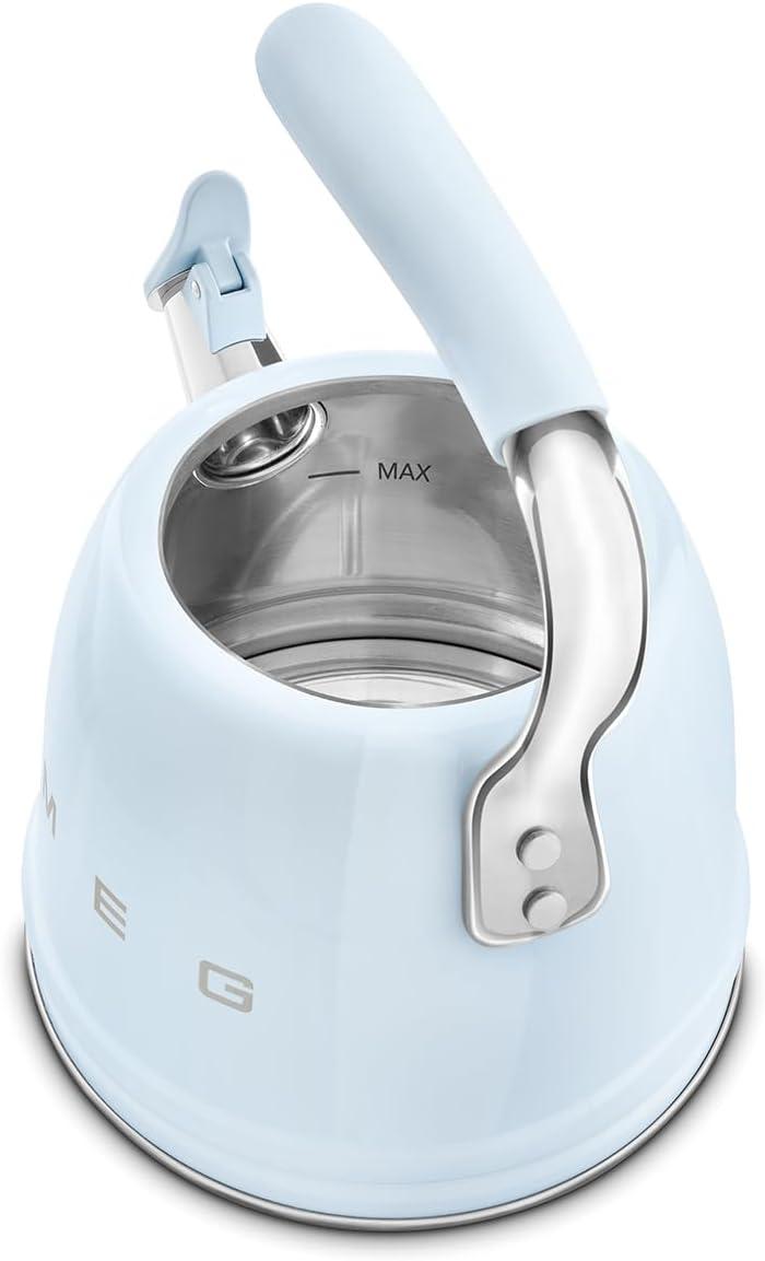imageSMEG Retro Stovetop Whistling Kettle 24Q WhitePastel Blue