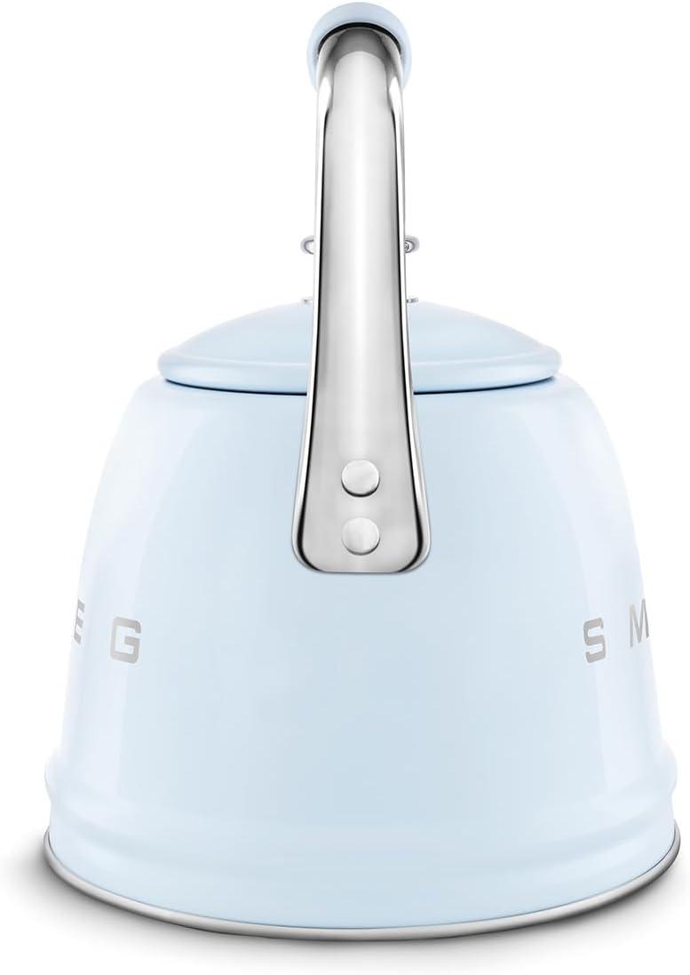 imageSMEG Retro Stovetop Whistling Kettle 24Q WhitePastel Blue