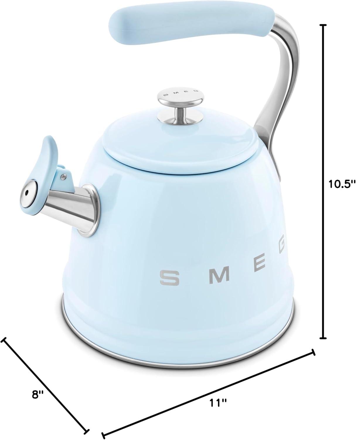 imageSMEG Retro Stovetop Whistling Kettle 24Q WhitePastel Blue