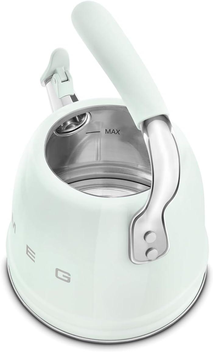 imageSMEG Retro Stovetop Whistling Kettle 24Q WhitePastel Green