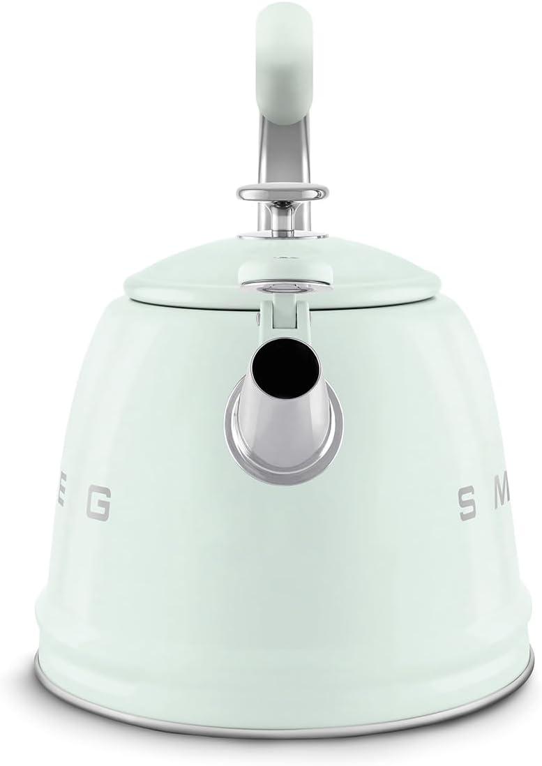 imageSMEG Retro Stovetop Whistling Kettle 24Q WhitePastel Green