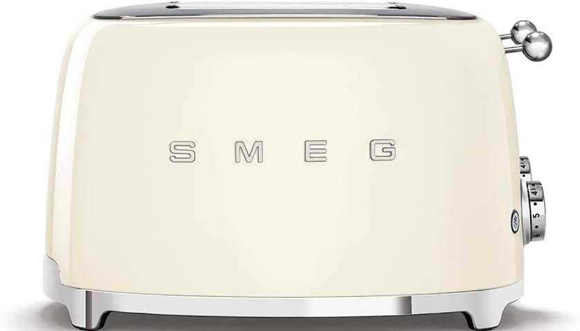 imageSmeg 50s Style Retro Aesthetic 4 Slice Toaster 6 Presets Extra Wide Slots Pastel Green TSF03PGUSCream