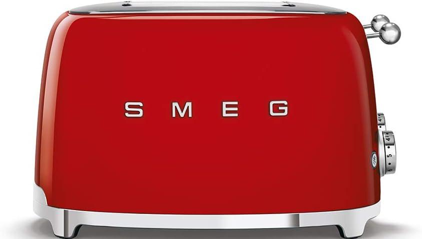 imageSmeg 50s Style Retro Aesthetic 4 Slice Toaster 6 Presets Extra Wide Slots Pastel Green TSF03PGUSRed