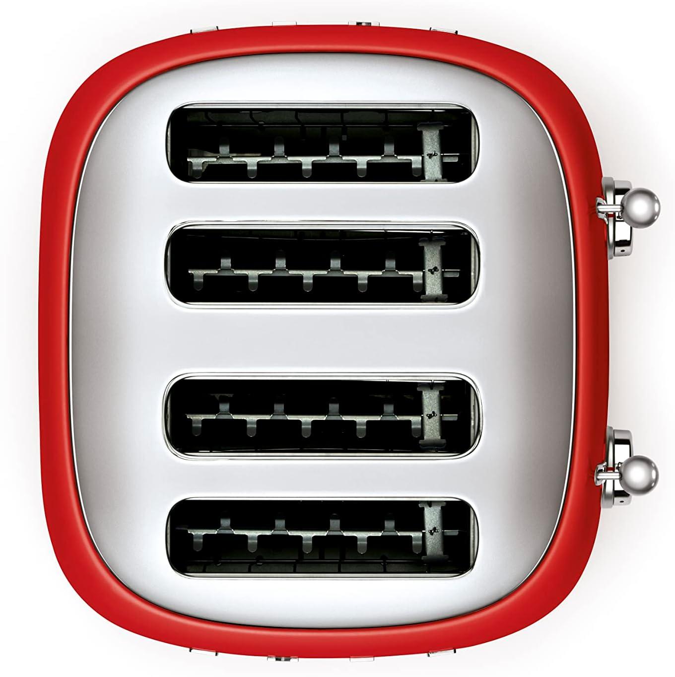 imageSmeg 50s Style Retro Aesthetic 4 Slice Toaster 6 Presets Extra Wide Slots Pastel Green TSF03PGUSRed