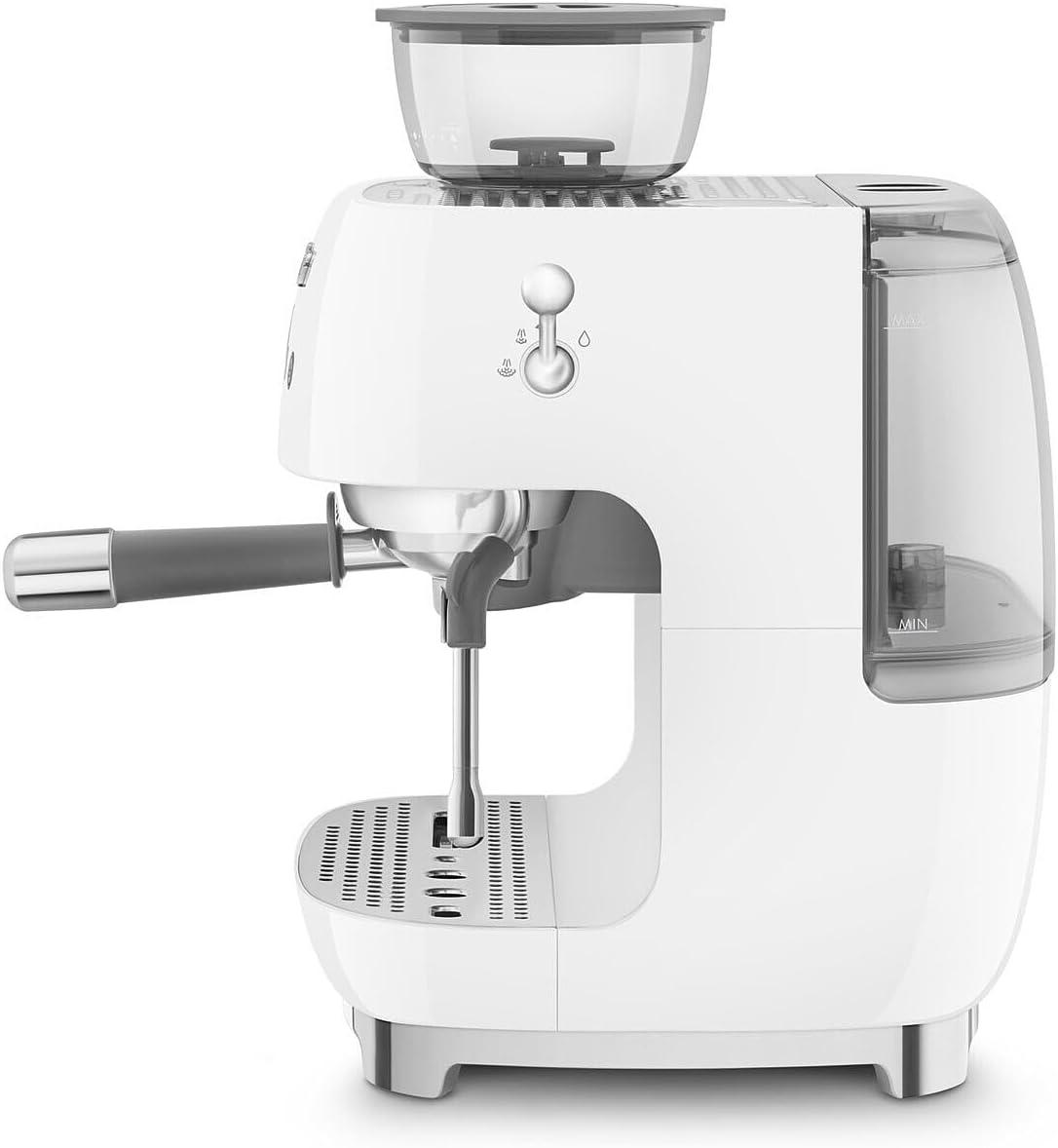 imageSmeg EGF03 SemiAutomatic Espresso Machine with BuiltIn Grinder Dual Thermoblock 50s Retro Style Pastel Blue 120 VWhite