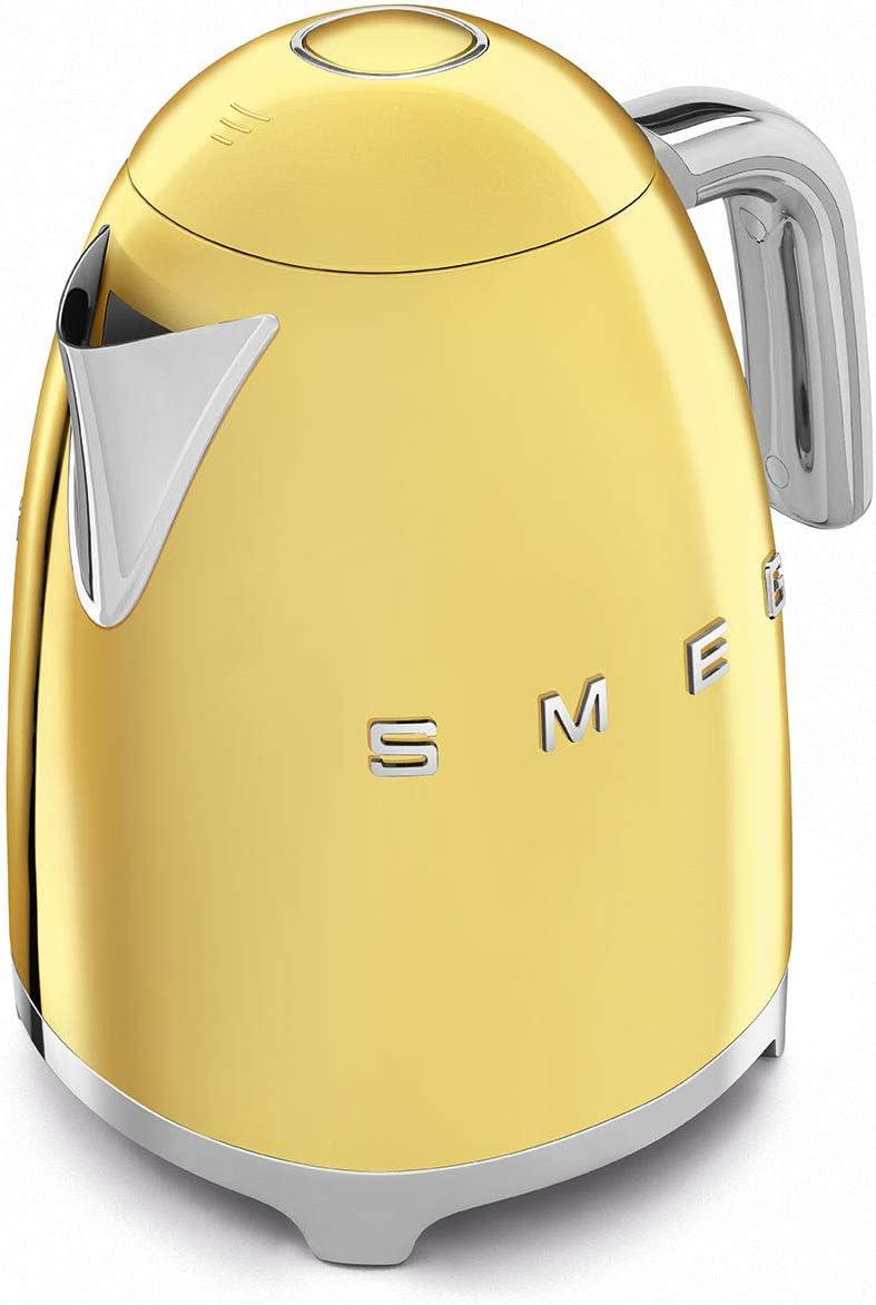imageSmeg KLF03GOUS 50s Retro Style Aesthetic Electric Kettle with Embossed Logo Gold