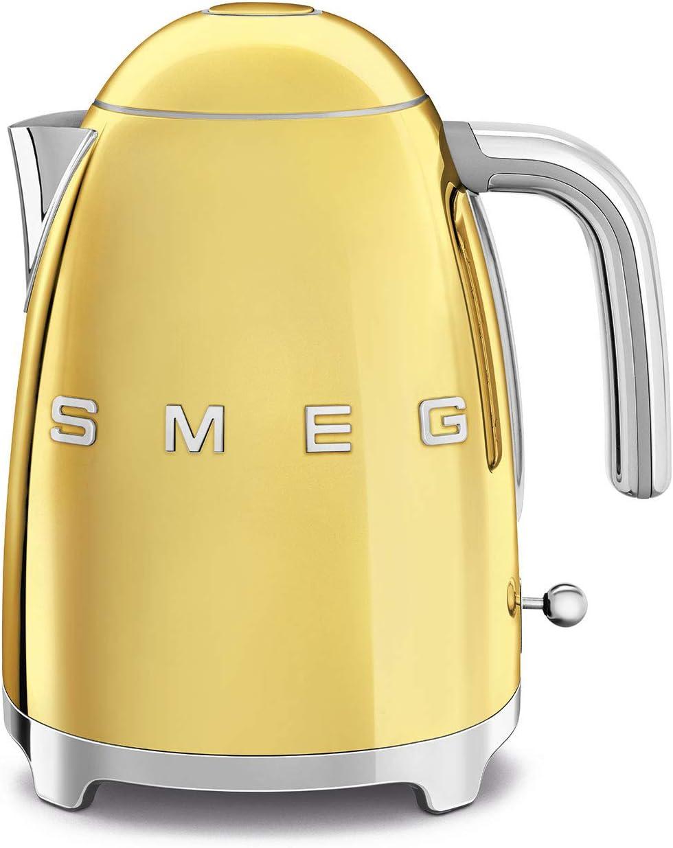 imageSmeg KLF03GOUS 50s Retro Style Aesthetic Electric Kettle with Embossed Logo Gold