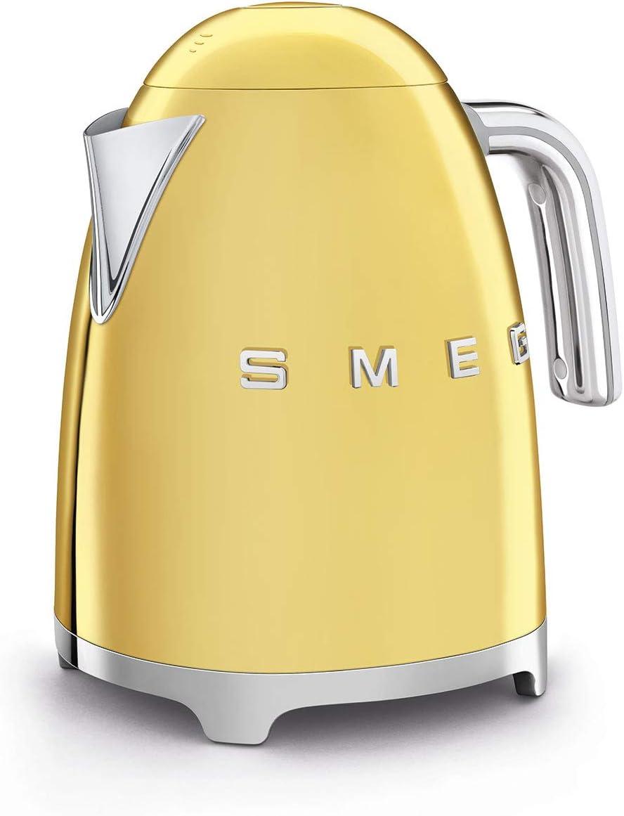 imageSmeg KLF03GOUS 50s Retro Style Aesthetic Electric Kettle with Embossed Logo Gold