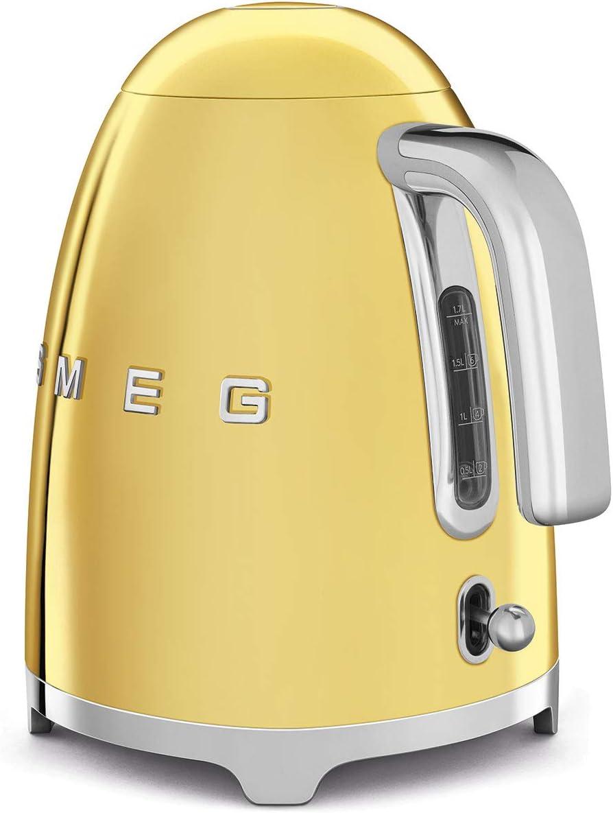 imageSmeg KLF03GOUS 50s Retro Style Aesthetic Electric Kettle with Embossed Logo Gold
