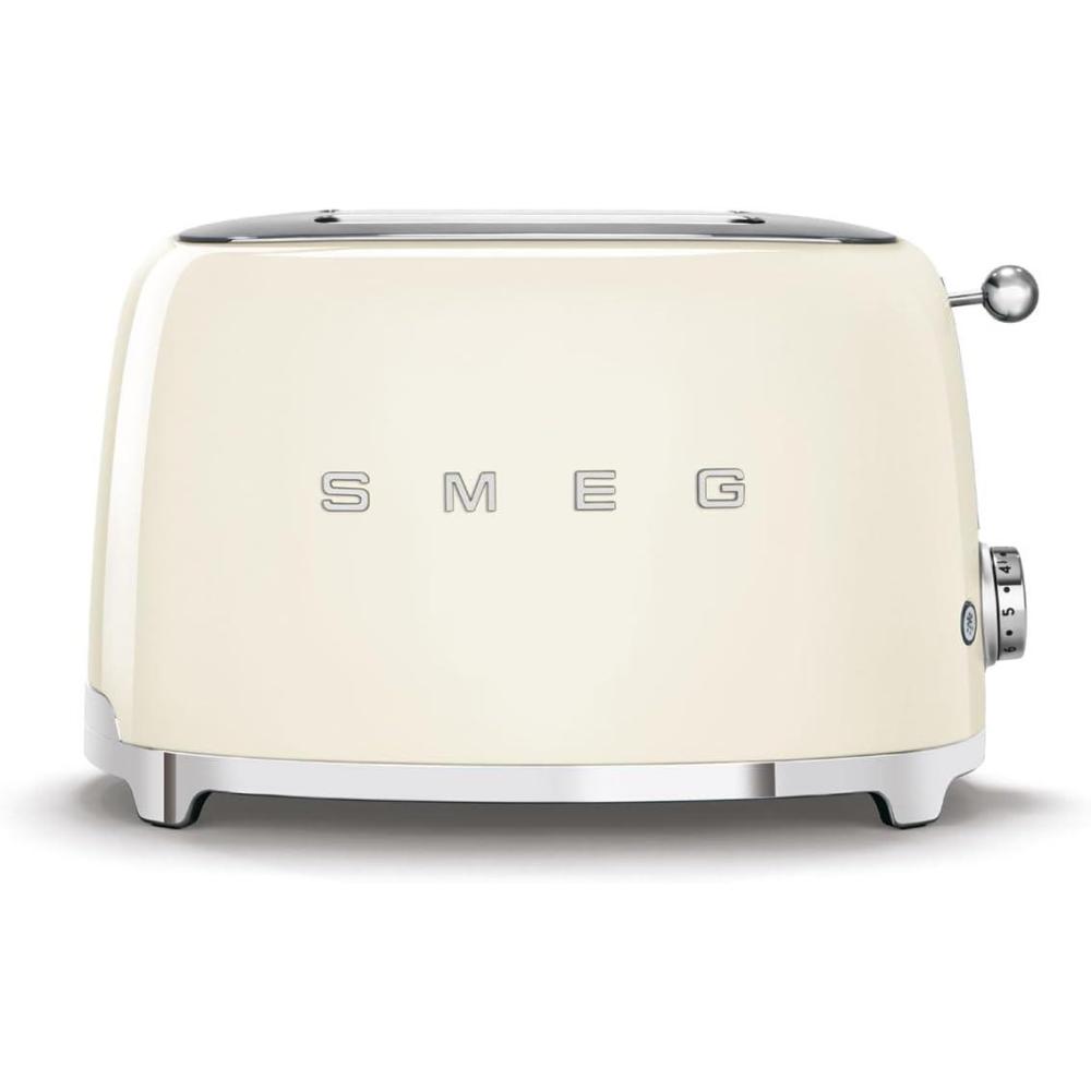 imageSMEG 2 Slice Toaster with 6 Presets and Defrost Function and Removable Crumb Tray JadeCream