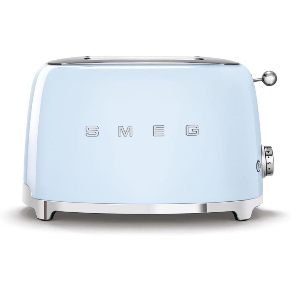 imageSMEG 2 Slice Toaster with 6 Presets and Defrost Function and Removable Crumb Tray JadePastel Blue