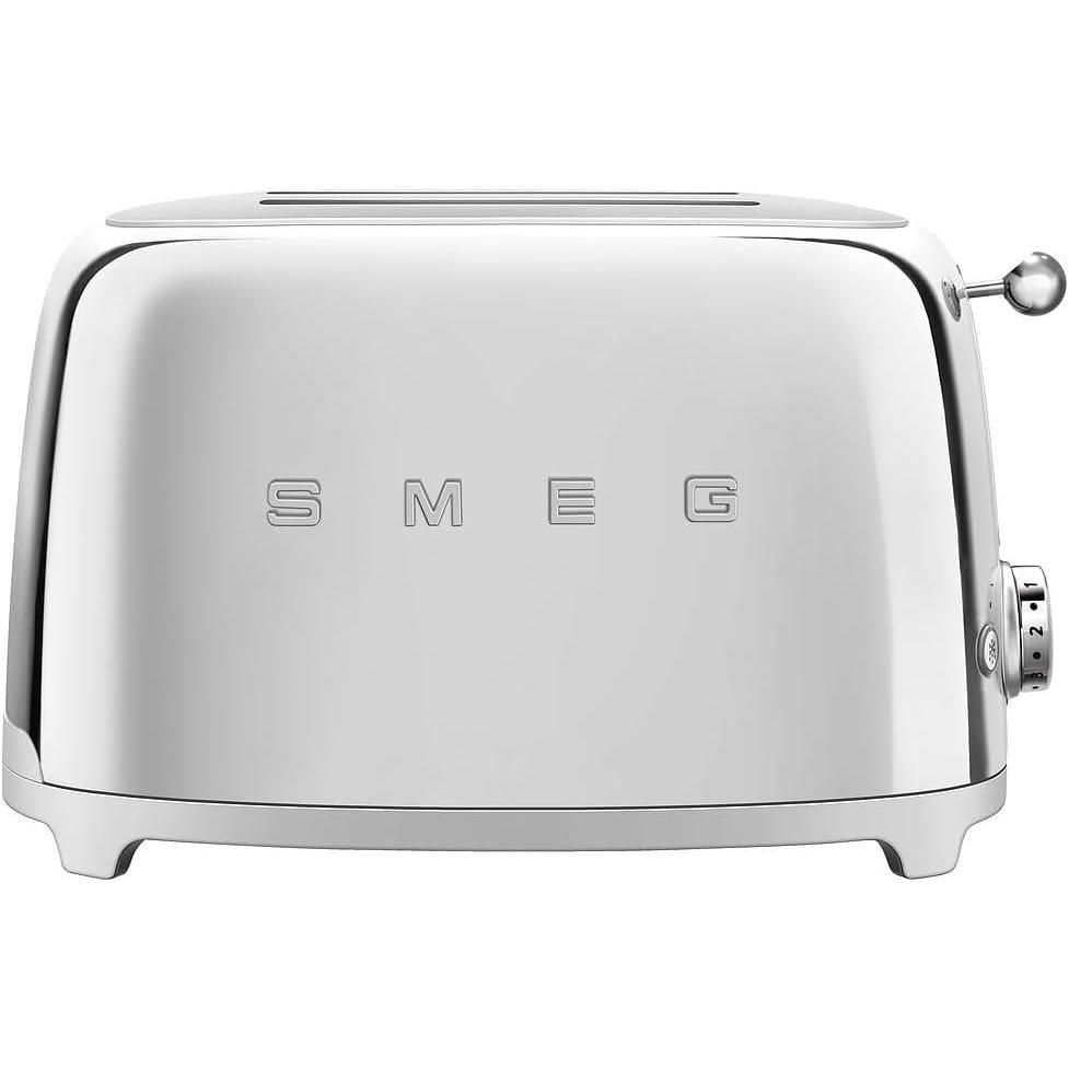 imageSMEG 2 Slice Toaster with 6 Presets and Defrost Function and Removable Crumb Tray JadeStainless Steel
