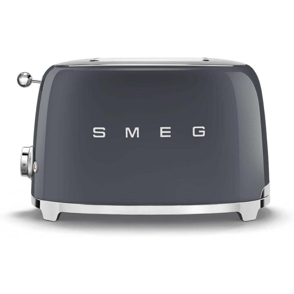 imageSMEG 2 Slice Toaster with 6 Presets and Defrost Function and Removable Crumb Tray NavyGray