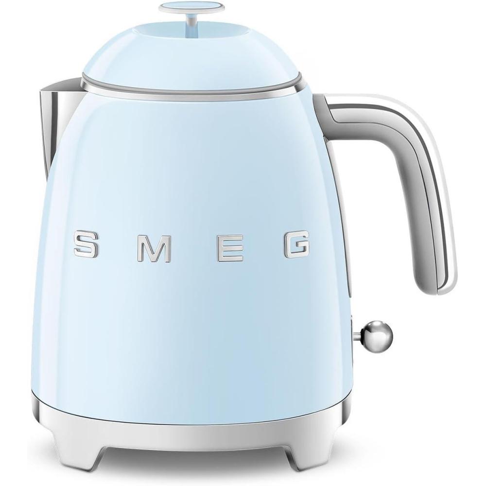 imageSMEG Mini 50s Retro Style 3 Cup Electric Kettle with Double Wall Anti Slip Base and Water Level Indicator Pastel GreenPastel Blue
