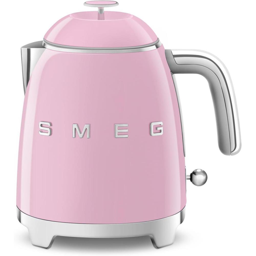 imageSMEG Mini 50s Retro Style 3 Cup Electric Kettle with Double Wall Anti Slip Base and Water Level Indicator Pastel GreenPink